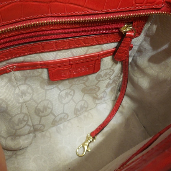 MICHAEL KORS canvas Red  Alligator skin style leat - Picture 7 of 8